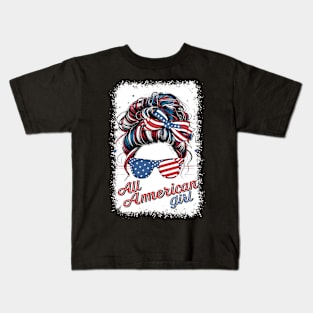 All American girl mother day 2024 Kids T-Shirt